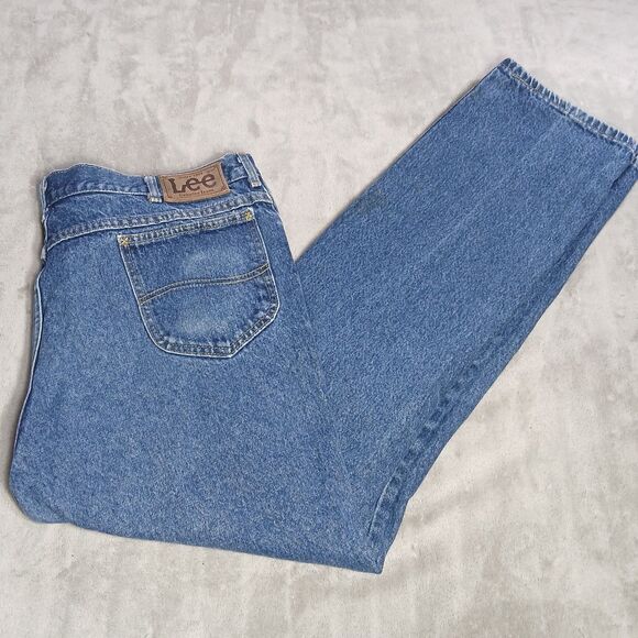 Vtg 80s Lee Storm Rider Jeans Men 42x34 (fits 38x32) Union Made USA Classic Work - Picture 2 of 16